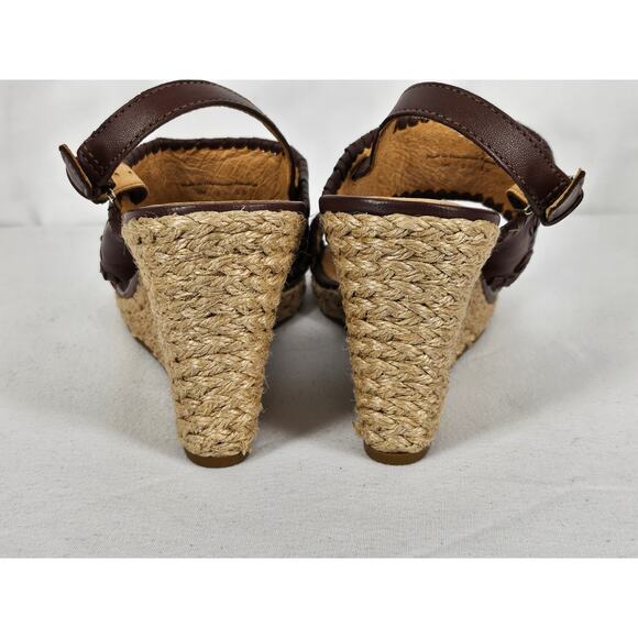 JACK ROGERS VANESSA JUTE WOMEN'S EXPRESSO BROWN LEATHER WEDGE SANDALS SIZE 9M - Picture 8 of 13